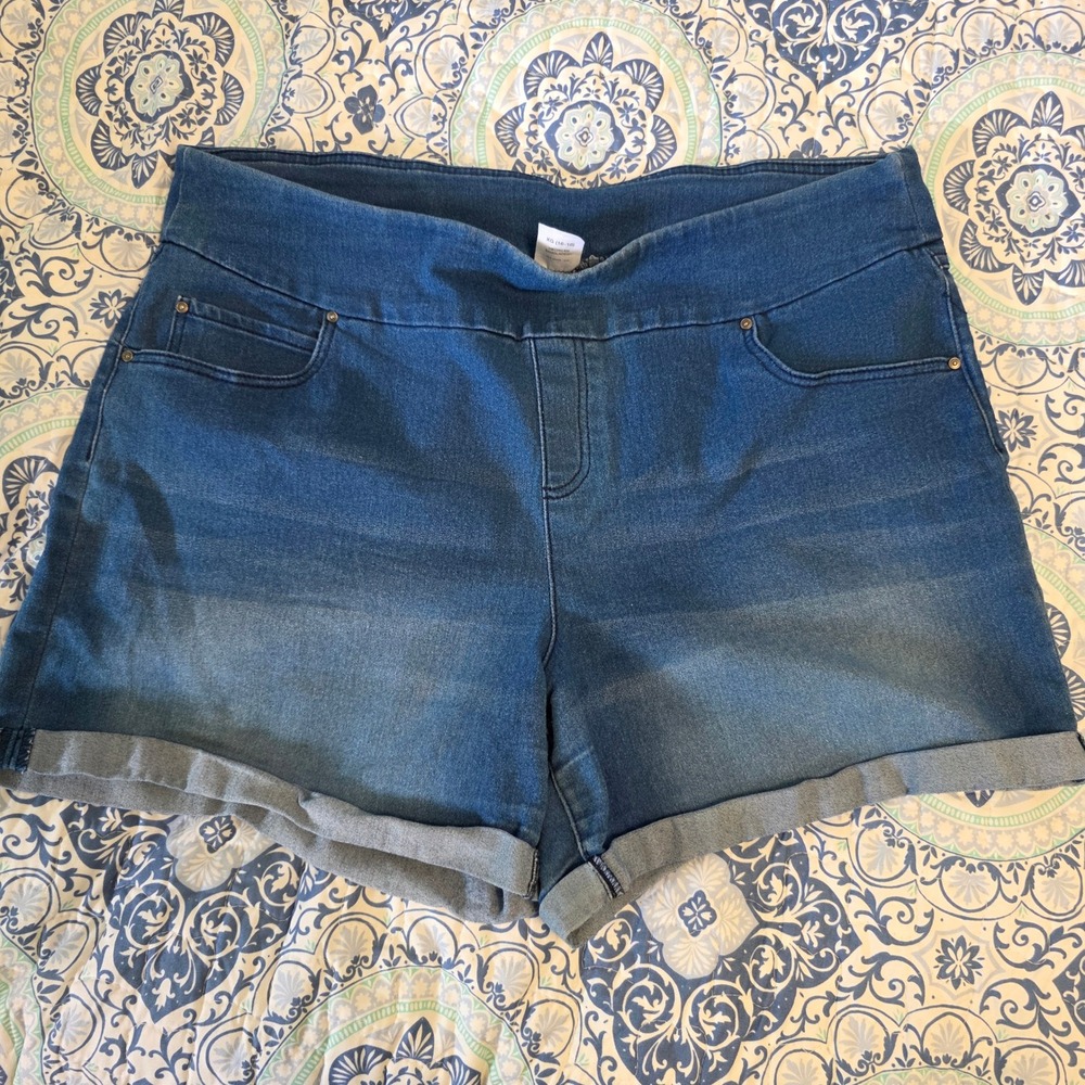 Time and Tru Dark Blue Denim Stretch waist Jean Shorts size 16